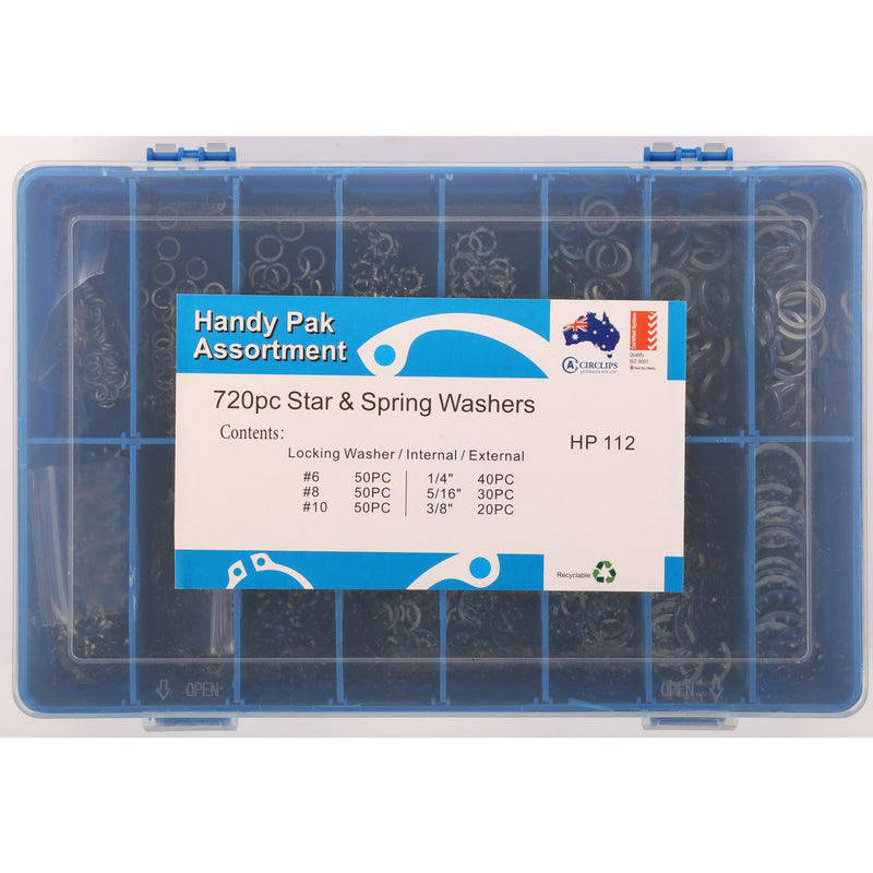 Circlips Australia Star & Lock Washer Kit-720Pc HP112
