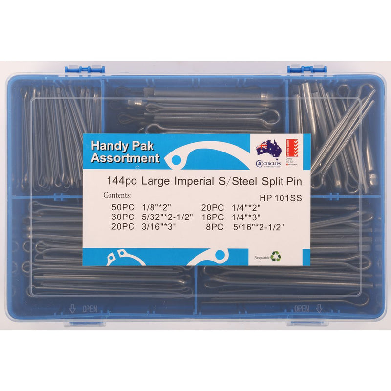 Circlips Australia Large S/S Split Pin Kit-144Pc Imp
