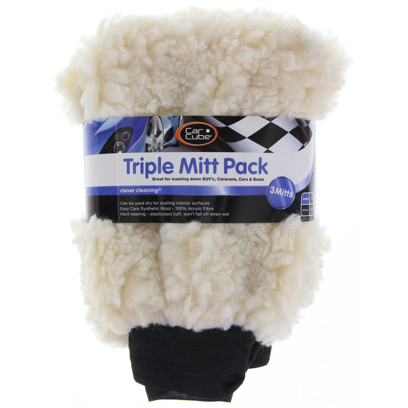 Car Cube Acrylic Wool Mitts 3pk CCAMPK3