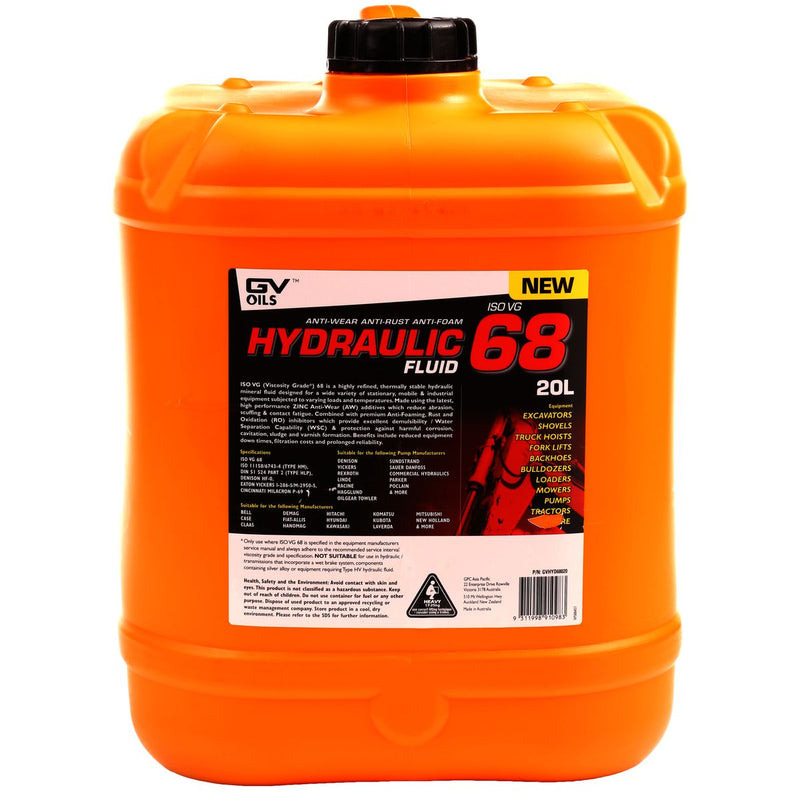 GV Oils Hydraulic Fluid Iso 68 20L GVHYD68020