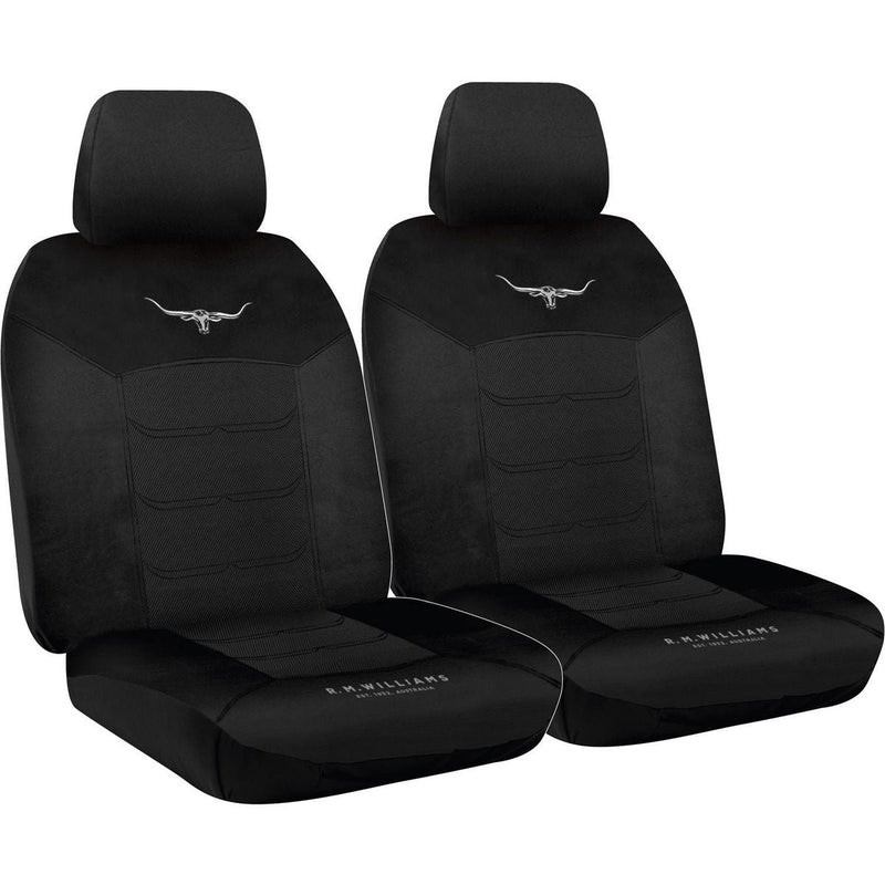 R.M. Williams Seat Cover Set Mesh Front Black MHRMW16BLK30