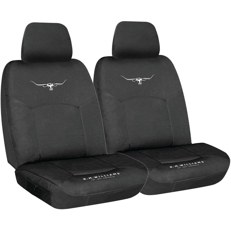 R.M. Williams Seat Cover Set Canvas Front Black