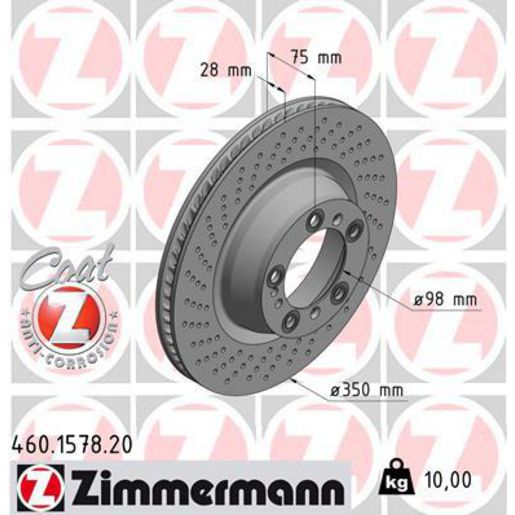 Zimmermann OE Coat Z Brake Rotor 350mm Rear LH 460.1578.20
