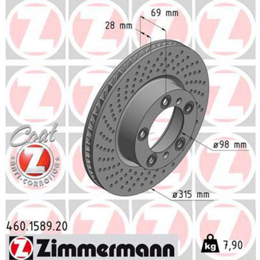 Zimmermann OE Coat Z Brake Rotor 315mm Front LH
