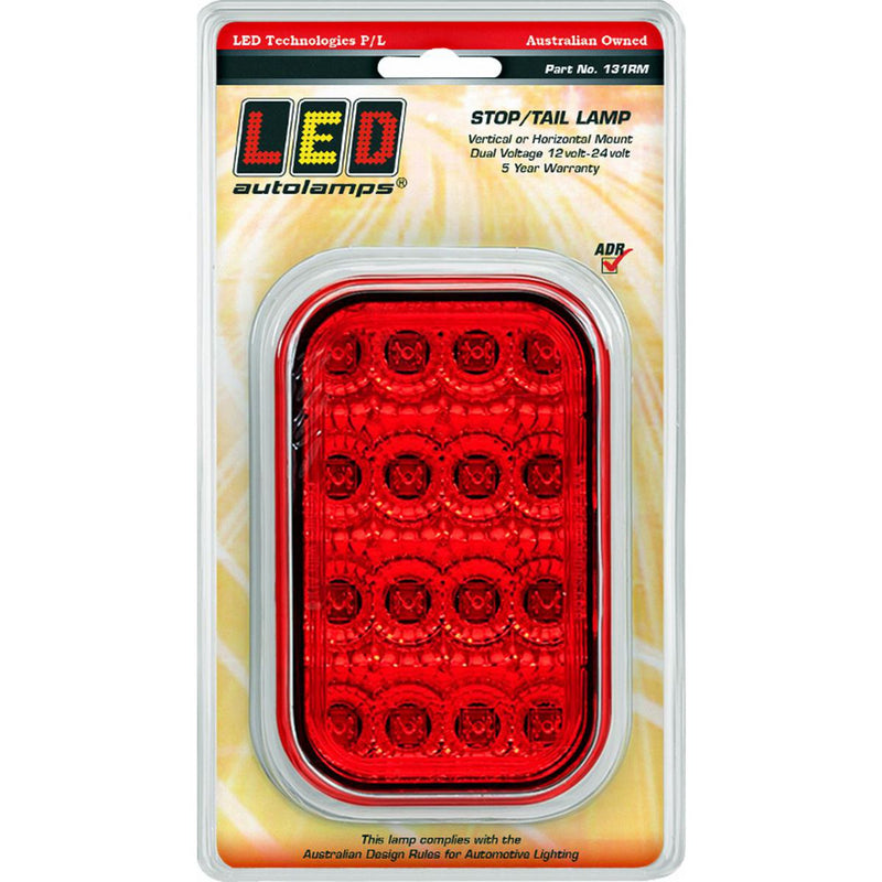 LED Autolamps Stop/Tail LED Light Red 40cm Cable 12/24V