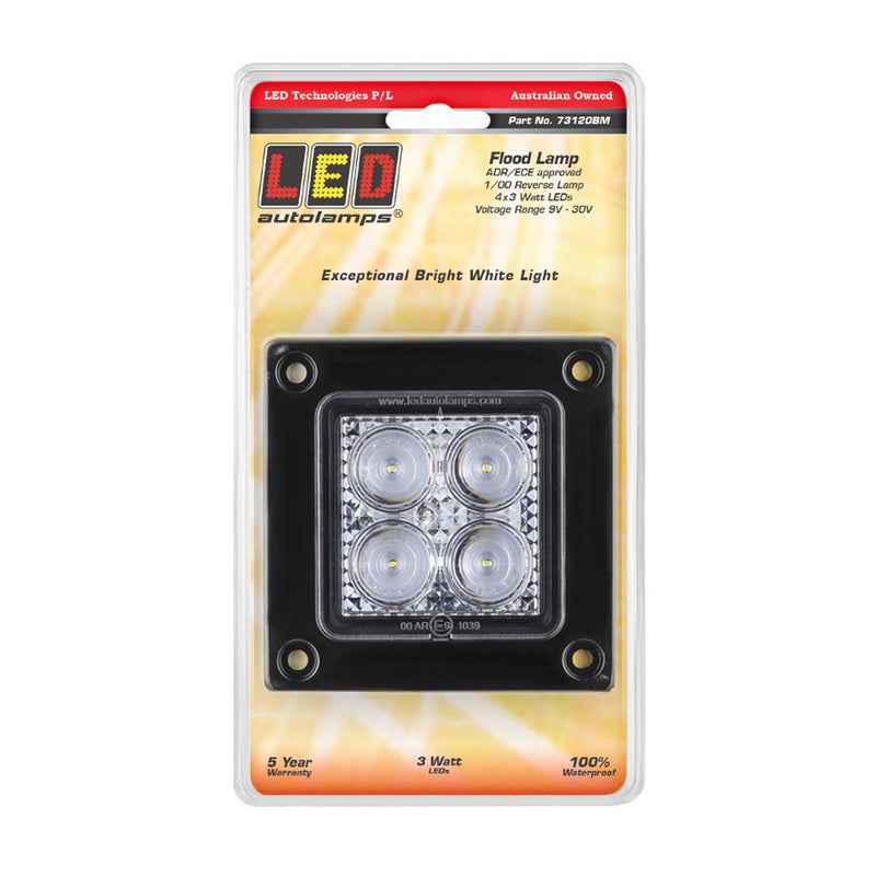 LED Autolamps Work Lamp Square Flood Beam 12V (4 LED) 3W