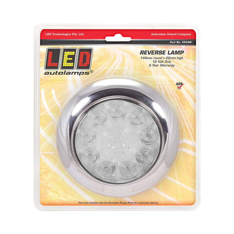 LED Autolamps 12V Round Backup Lamp With Chrome Flange