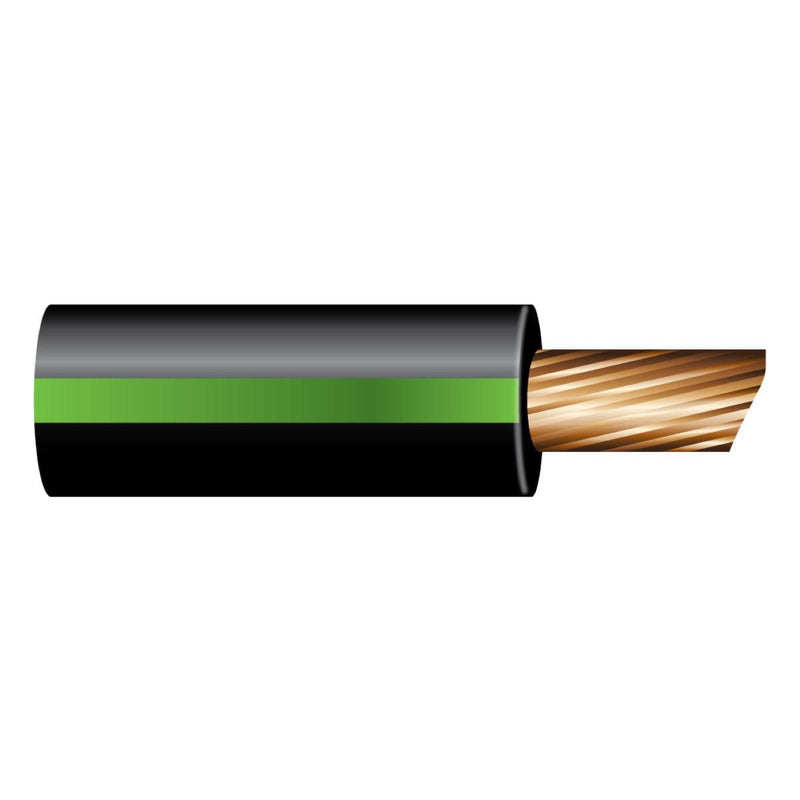 OEX Automotive Cable Single Core 3mm Black W/Green Trace