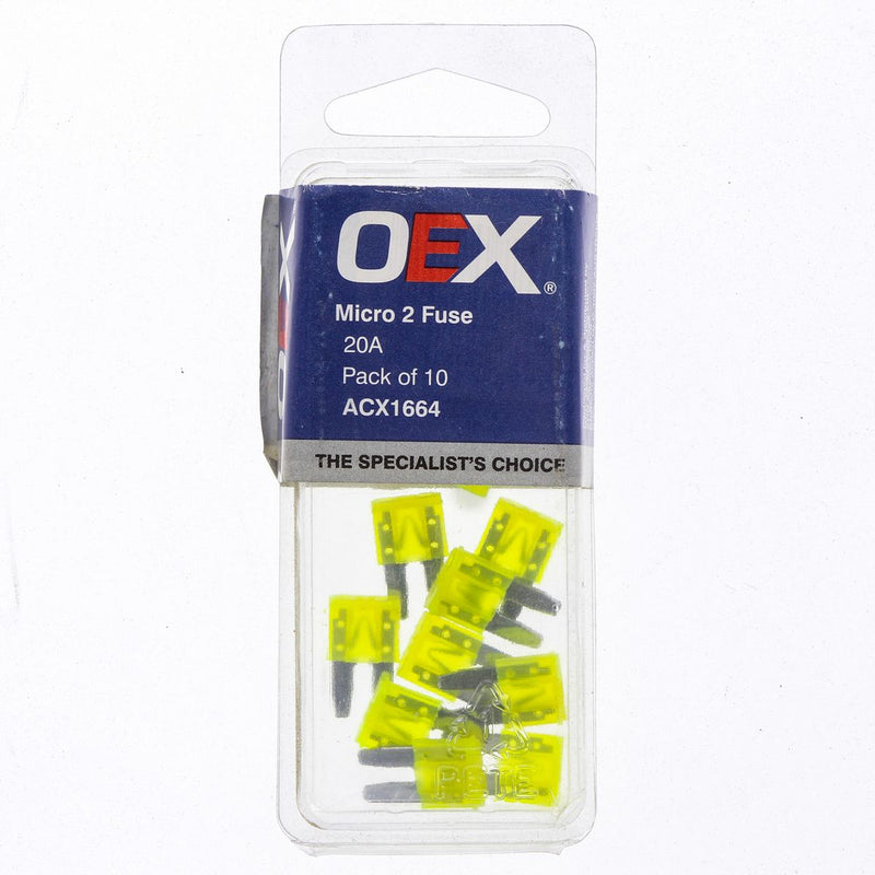 OEX Fuse Micro 2 Blade 20A Yellow (Pack of 10) ACX1664