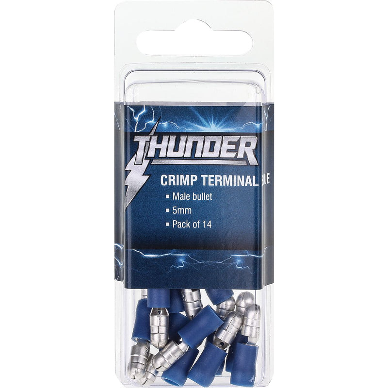 Thunder Bullet Crimp Terminal Insulated Male Blue 5mm 14pc