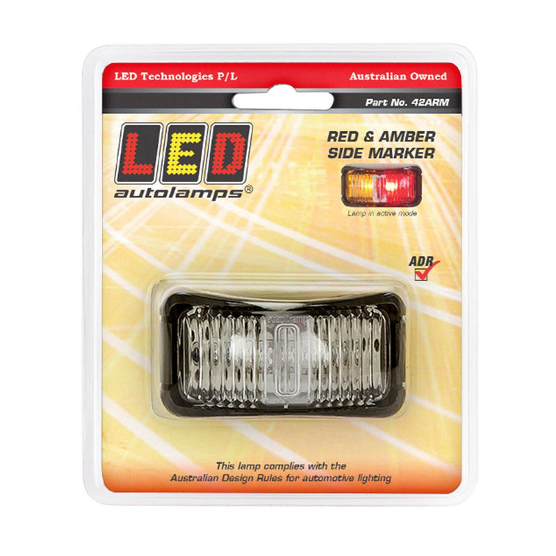 LED Autolamps Side Marker with Black Base Red/Amber