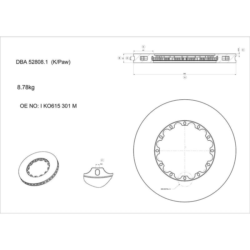 DBA XD 5000 Drilled Dimpled Replacement Wave Brake Rotor