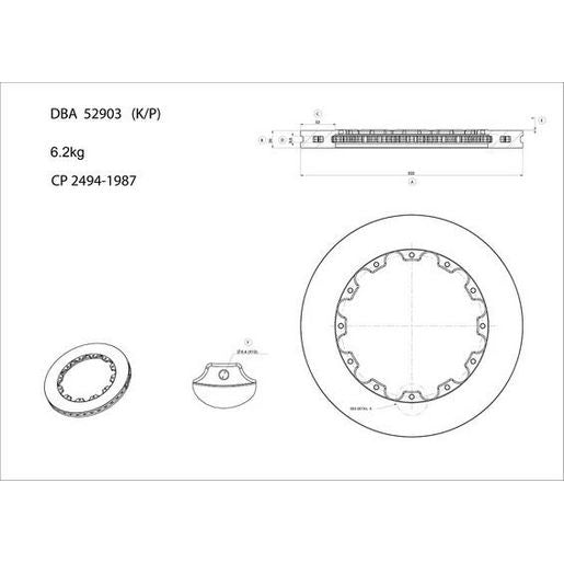DBA T3 5000 Slotted Replacement Brake Rotor Rear LH