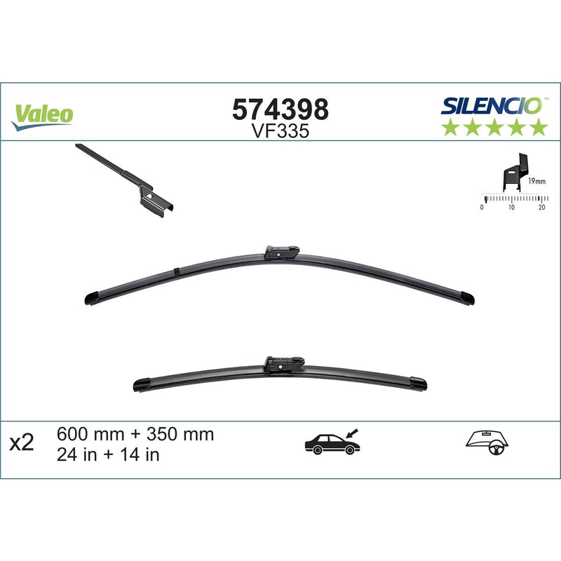 Valeo Silencio Wiper Blades Set Front 574398