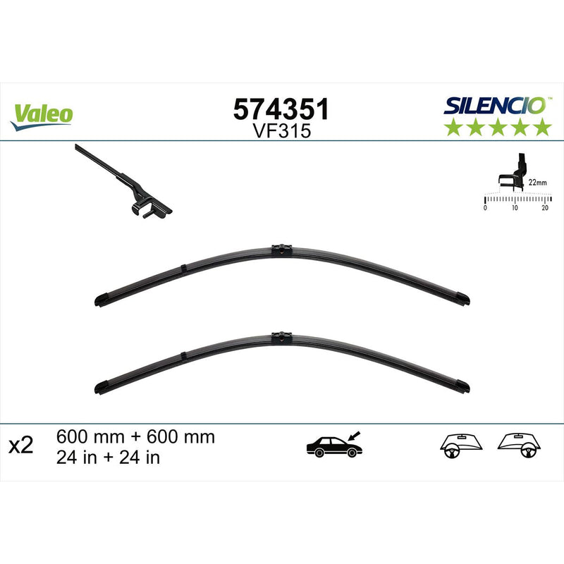 Valeo Silencio Wiper Blade Set Front VF315 574351