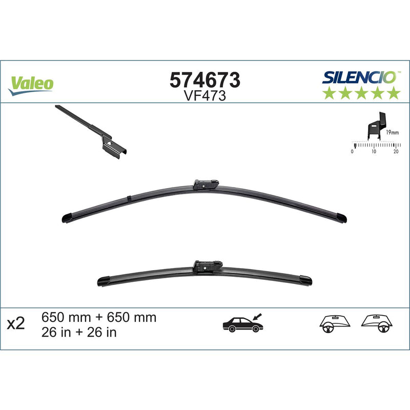 Valeo Silencio Wiper Blade Set Front VF473 574673