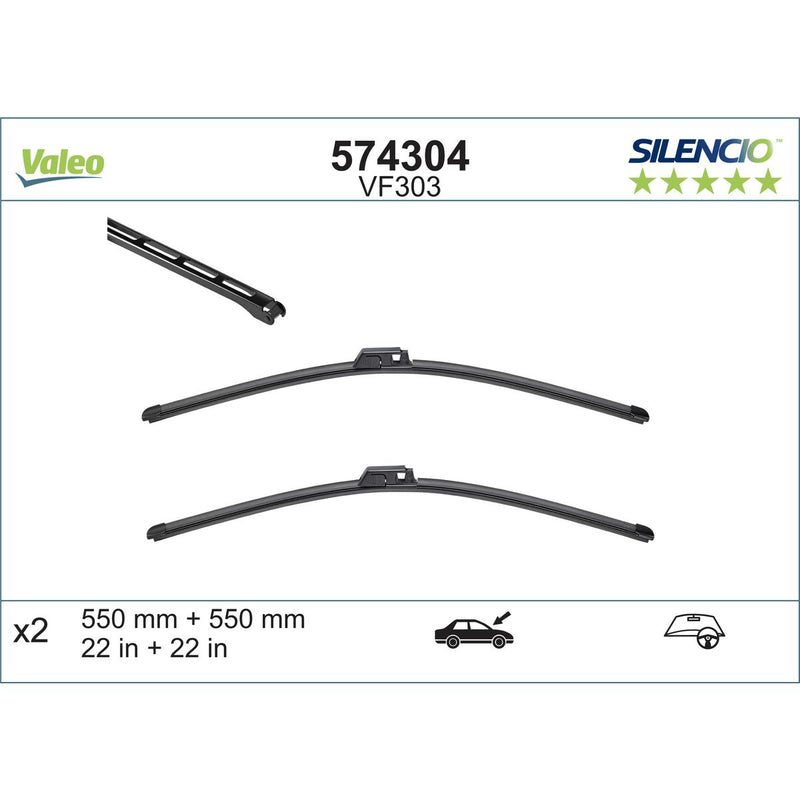 Valeo Silencio Wiper Blade Set Front VF303 574304