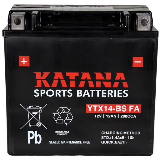 Katana 12V 12Ah Motorcycle Battery YTX14-BS FA 151017