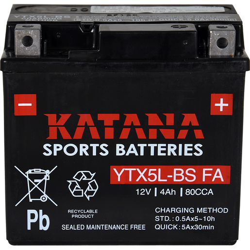 Katana 12V 4Ah Motorcycle AGM Battery YTX5L-BS FA