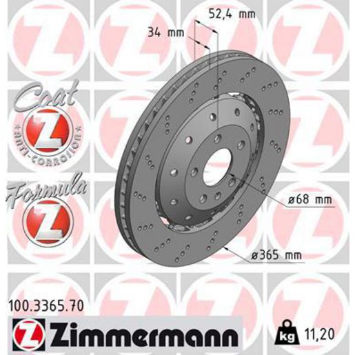 Zimmermann Formula Z Brake Rotor Single 365mm Front