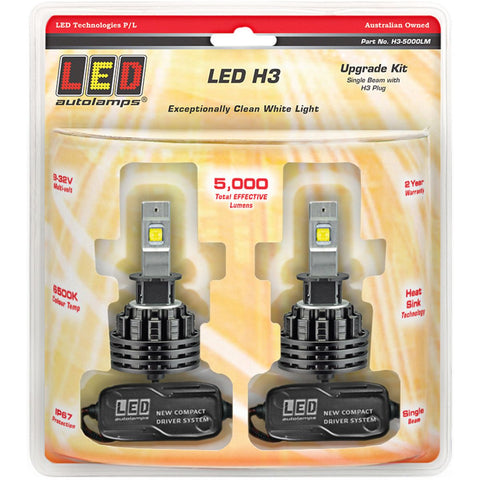 LED Autolamps H3 Single Beam Headlight Kit Twin Pack
