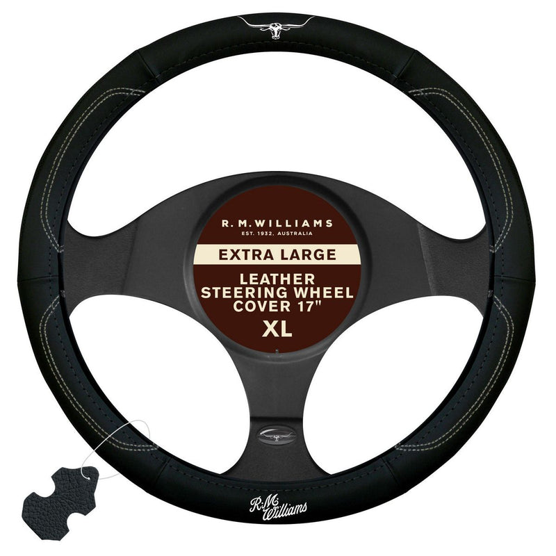 R.M. Williams Steering Wheel Cover 17" Leather Black