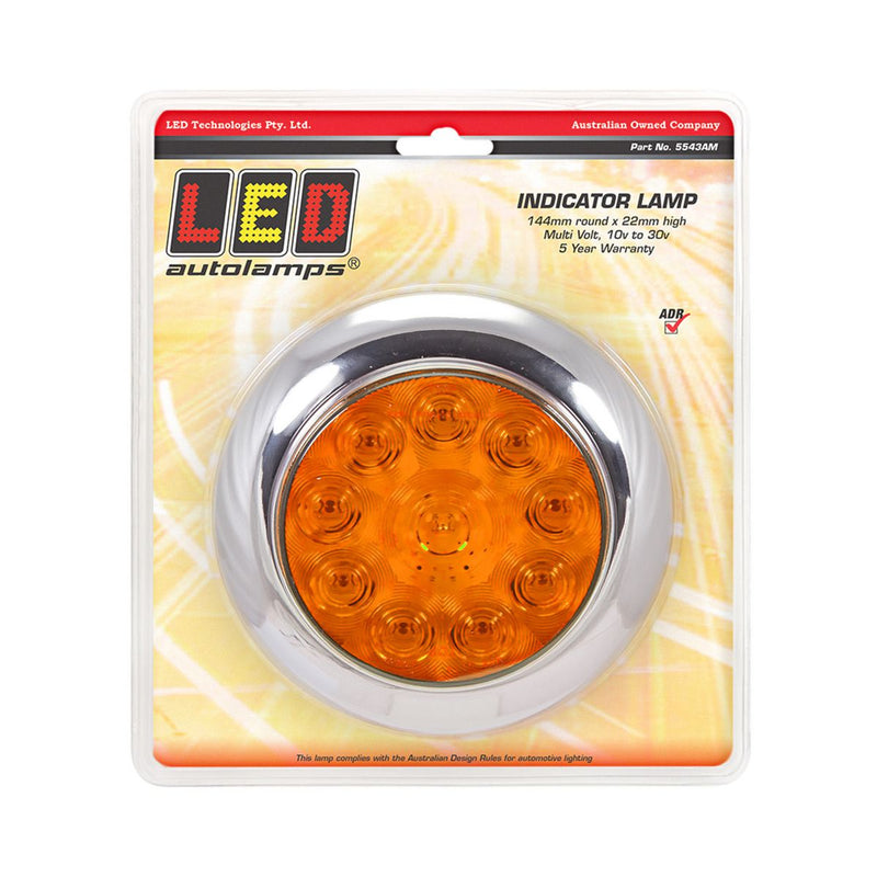 LED Autolamps Indicator Lamp Round with Chrome Bezel