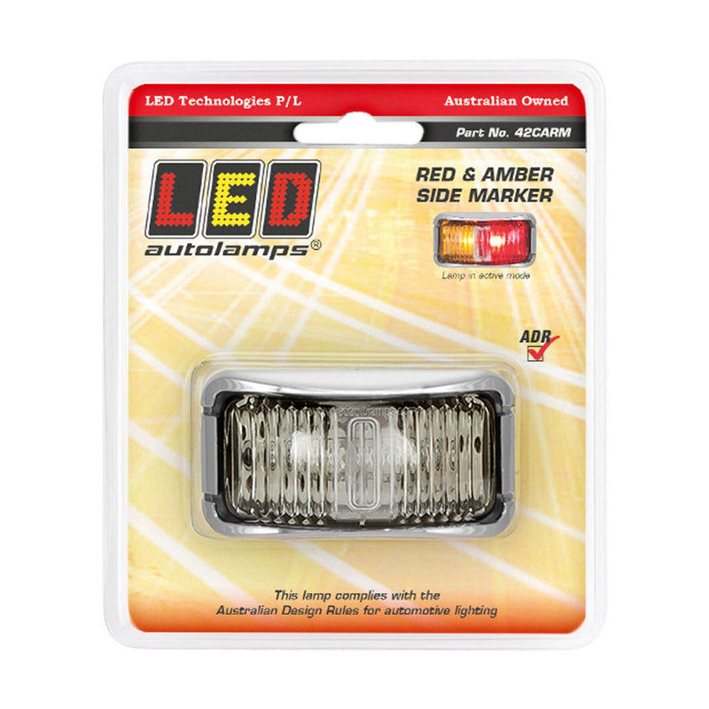 LED Autolamps Side Marker with Chrome Base Red/Amber