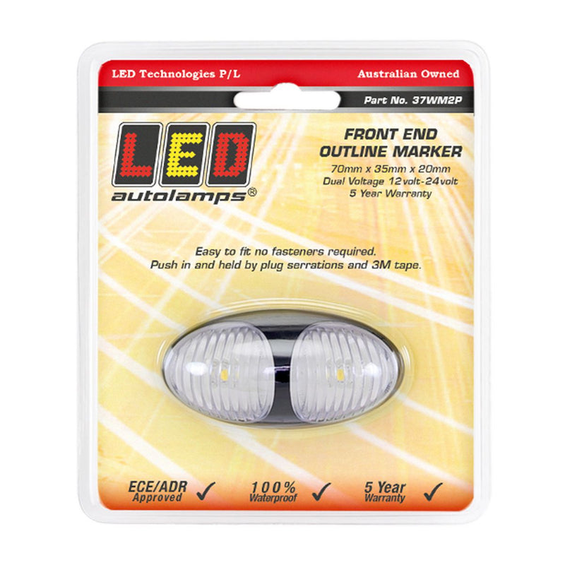 LED Autolamps Front Marker with Black Bezel Clear