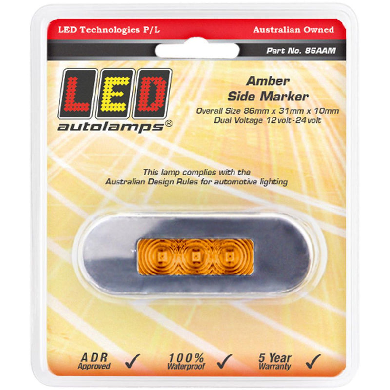LED AutoLamps Side Marker with Stainless Steel Bezel