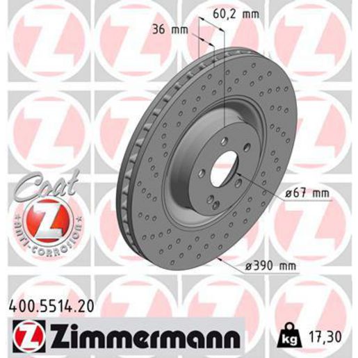 Zimmermann OE Coat Z Brake Rotor Single 390mm Front