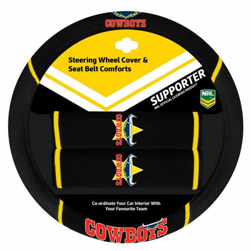 NRL Steering Wheel Cover/Seat Belt Cover Set - Nth Qld