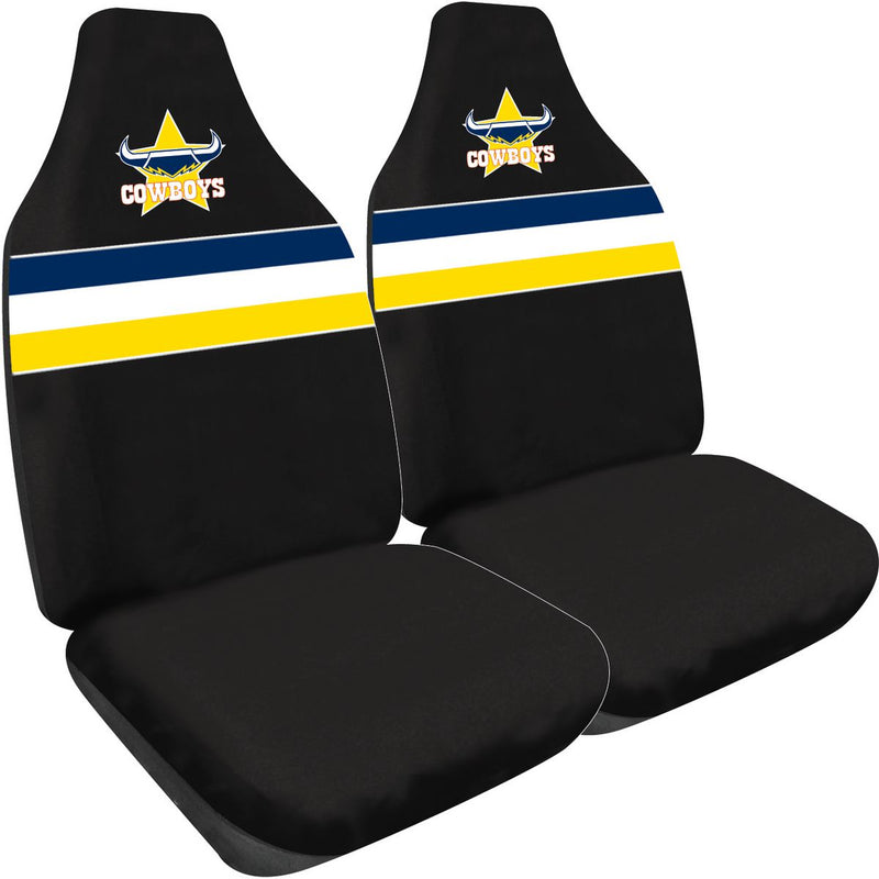 NRL Front Car Seat Covers Polyester, Cowboys - Pair