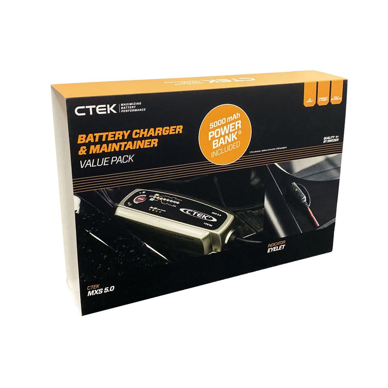 Ctek MXS 5.0 Battery Charger 12V 5A Bonus Power Bank and