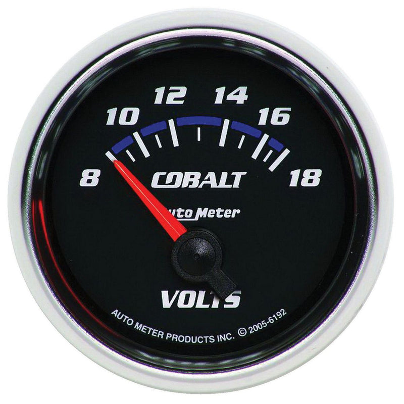 Autometer Cobalt 2-1/16in Voltmeter Gauge 8-18V Short