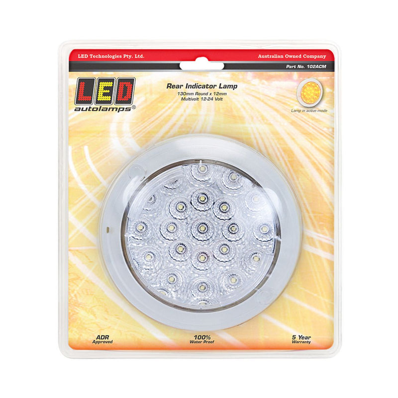 LED Autolamps Indicator Lamp Clear Round 130mm 12-24V