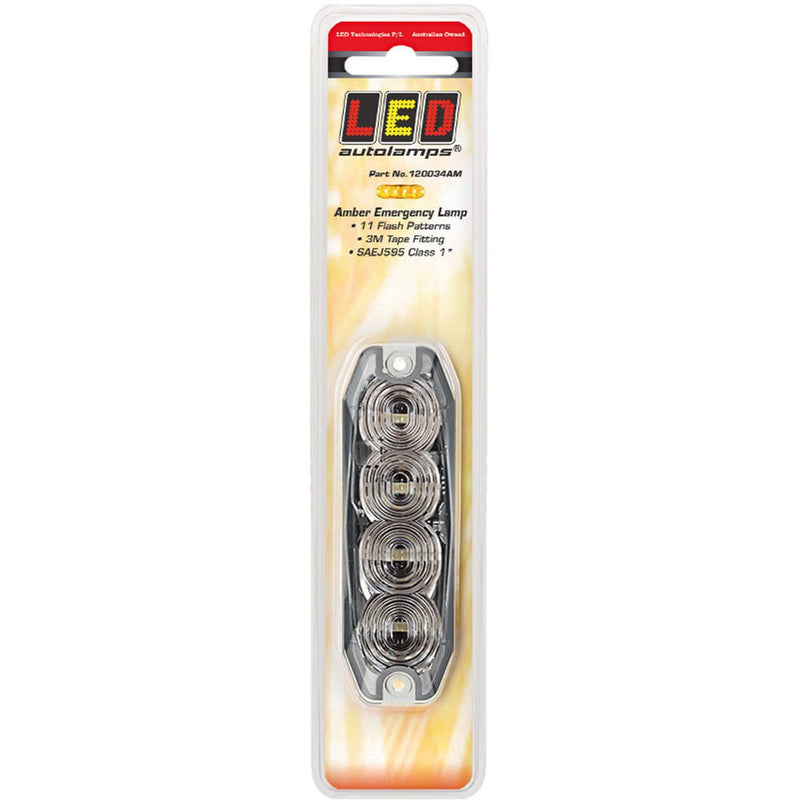LED Autolamps Amber Emergency Lamp SAE J595 Class 1 98mm