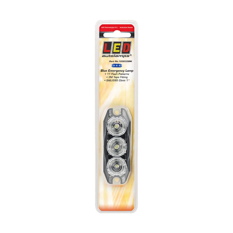 LED Autolamps Blue Emergency Lamp SAE J595 Class 1 89mm