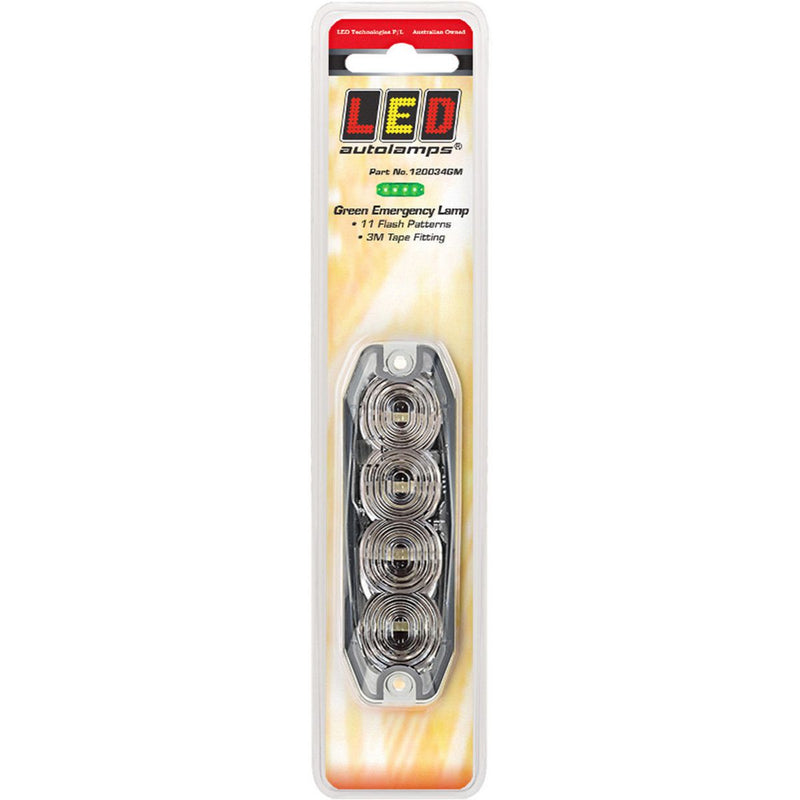 LED Autolamps Green Emergency Lamp SAE J595 Class 2 98mm