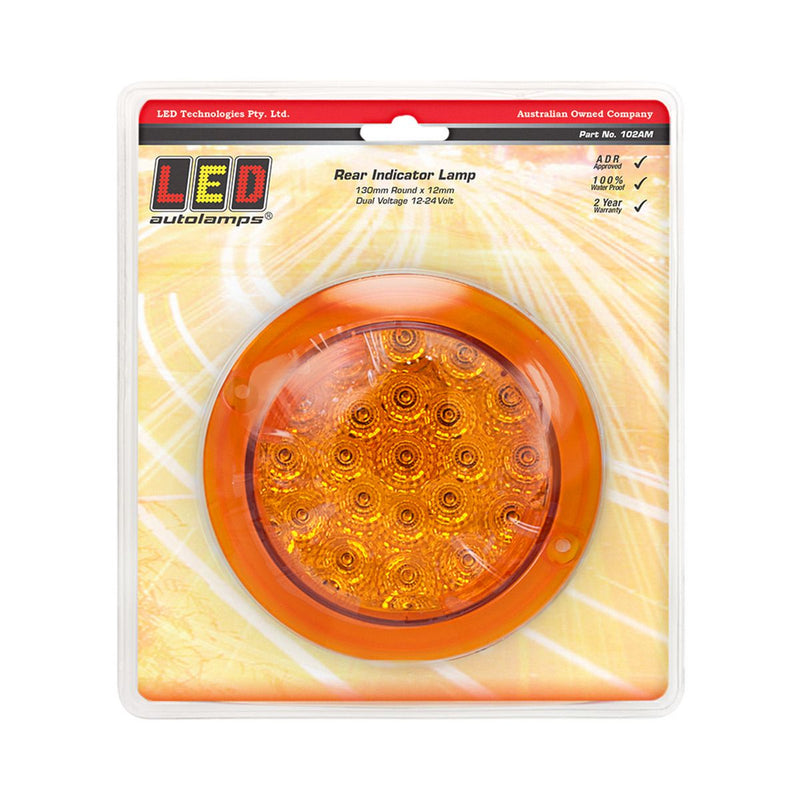LED Autolamps Indicator Lamp Amber Round 130mm 12-24V