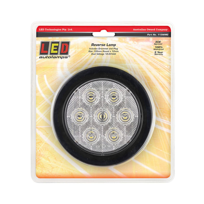 LED Autolamps Reverse Lamp With White Lens, 3 Pron Plu