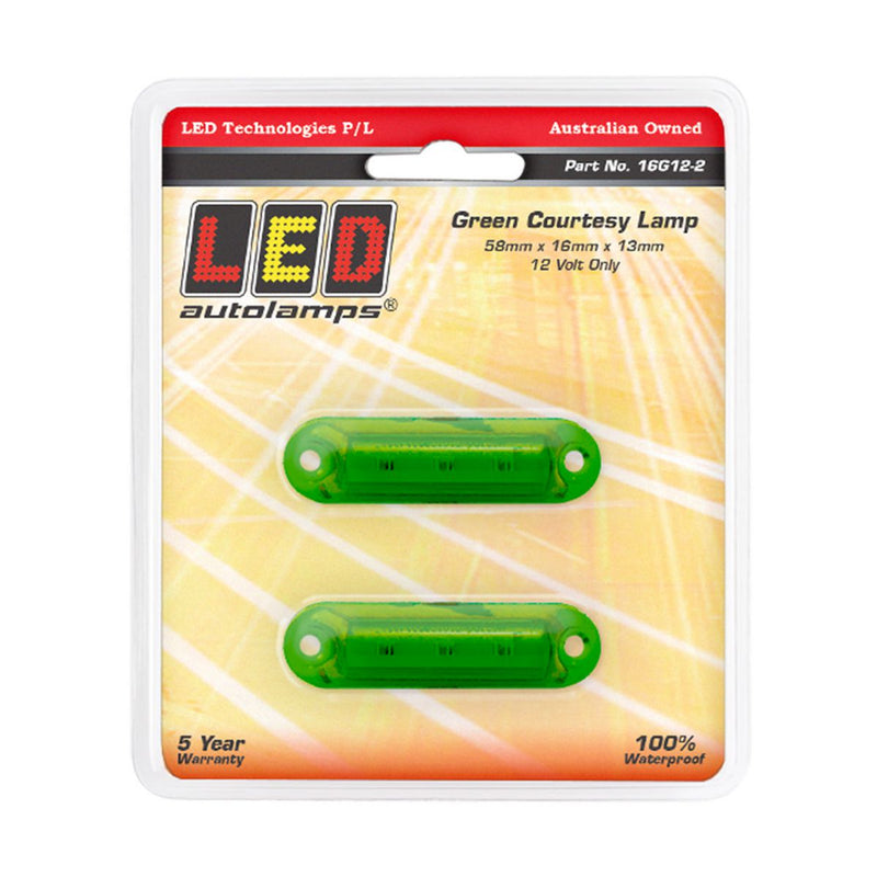 LED Autolamps Super Small Courtesy Lamp Green 58x16x13mm