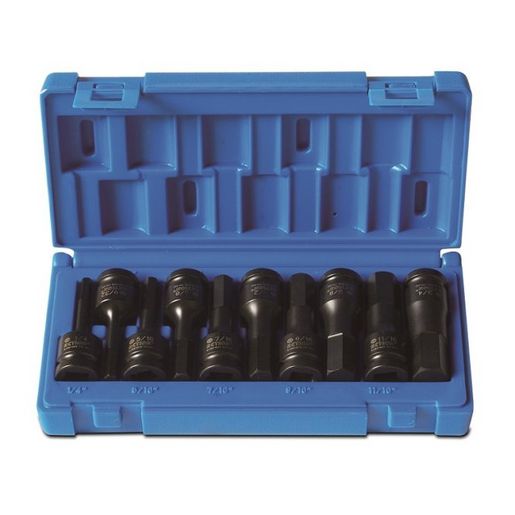 Action Hex Impact Socket Set 1/2" Drive 10 Piece SAE
