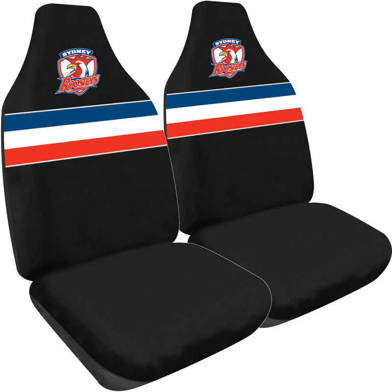 NRL Front Car Seat Covers Polyester, Roosters - Pair