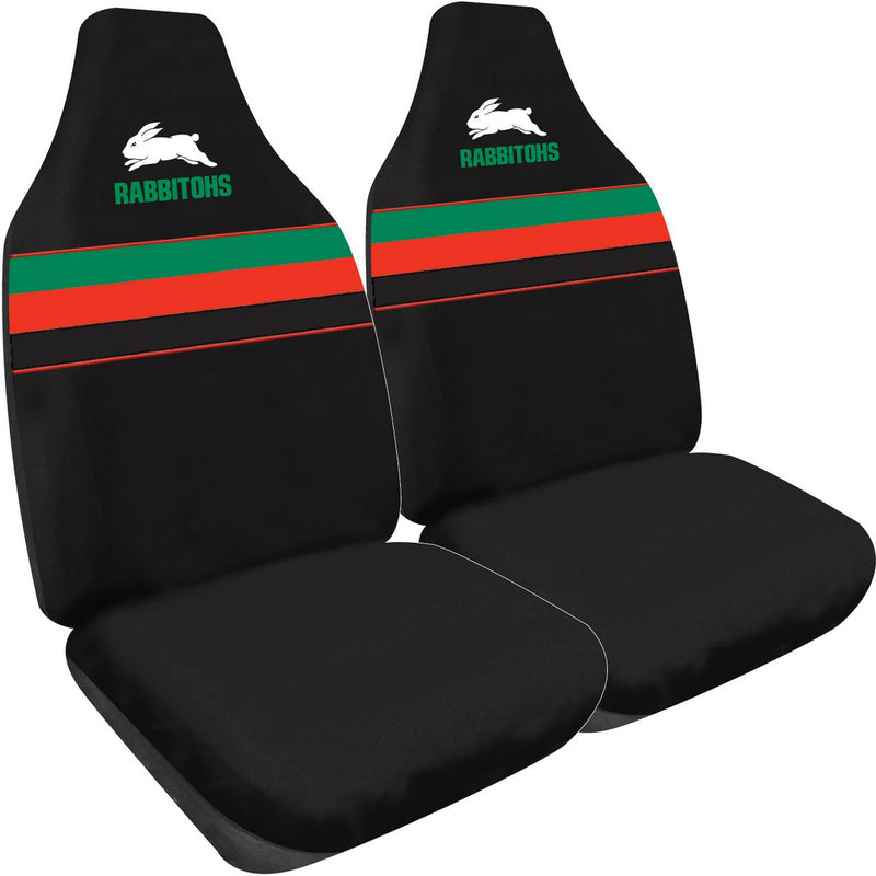 NRL Front Car Seat Covers Polyester, Rabbitohs - Pair