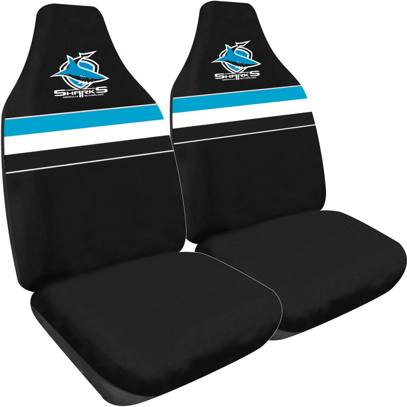 NRL Front Car Seat Covers Polyester, Sharks - Pair