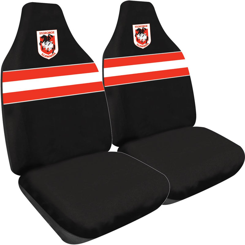 NRL Front Car Seat Covers Polyester, Dragons - Pair