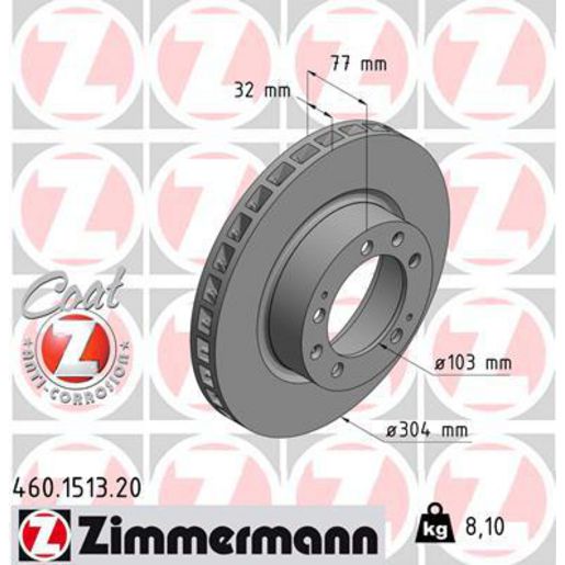 Zimmermann OE Coat Z Brake Rotor Single 304mm Front LH