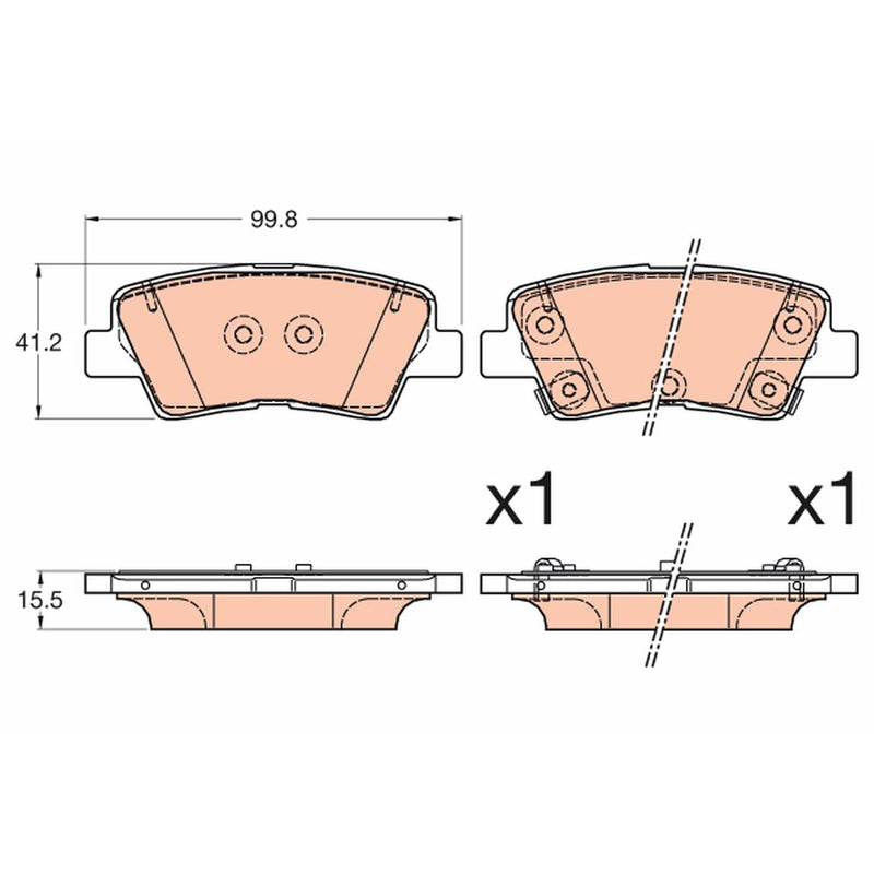 TRW Cotec Brake Pad Set Rear GDB3594