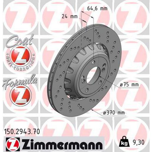 Zimmermann Formula Z Brake Rotor 370mm Rear RH 150.2943.70